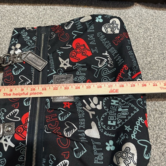 Coach Poppy Black Graffiti Shoulder Bag Tote Purse - Picture 13 of 14